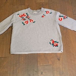 Miles by Madewell Embroidered Sweatshirt Rolled Hem Size XXS